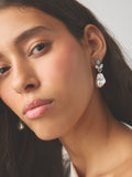 Sparkle pearl effect drop earrings pewter tone, UK version