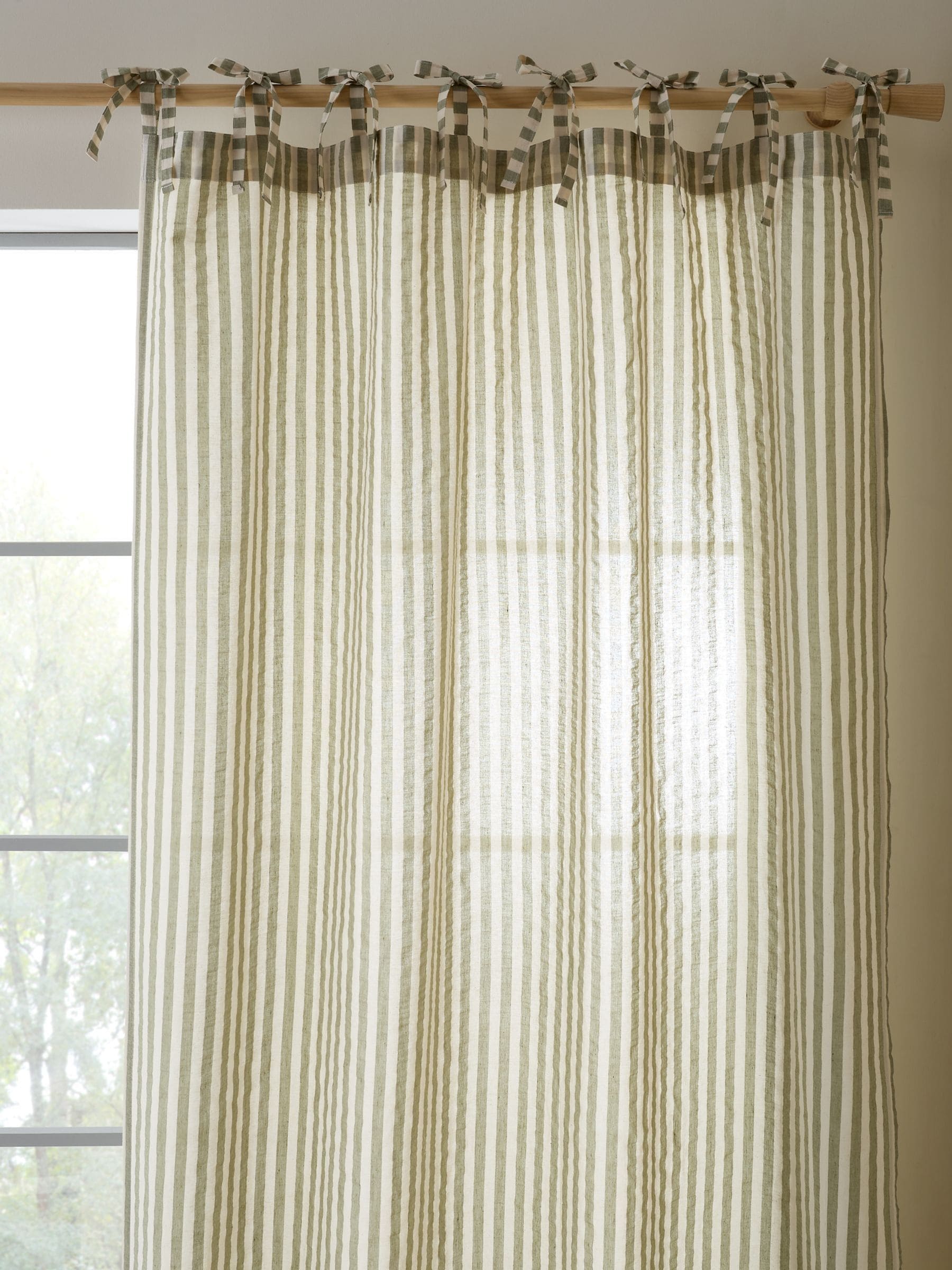 Pineapple Elephant Green Zanzibar Yarn Dyed Stripe Voile Curtains Panel