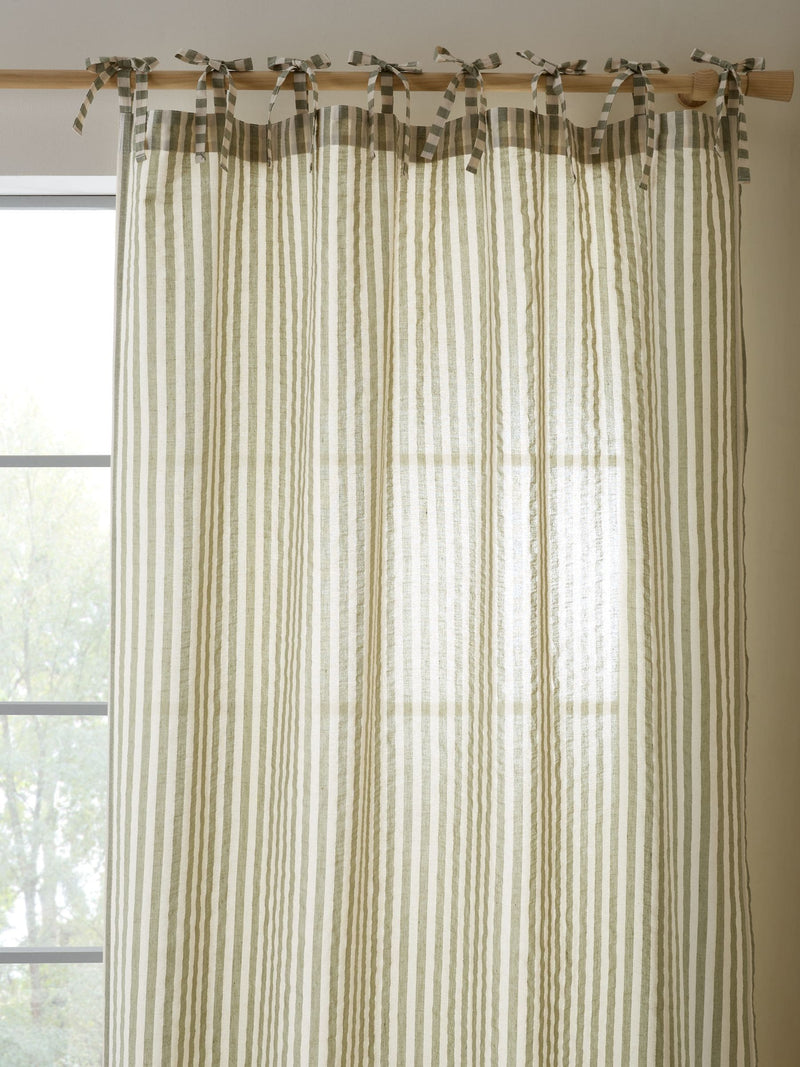 Pineapple Elephant Green Zanzibar Yarn Dyed Stripe Voile Curtains Panel