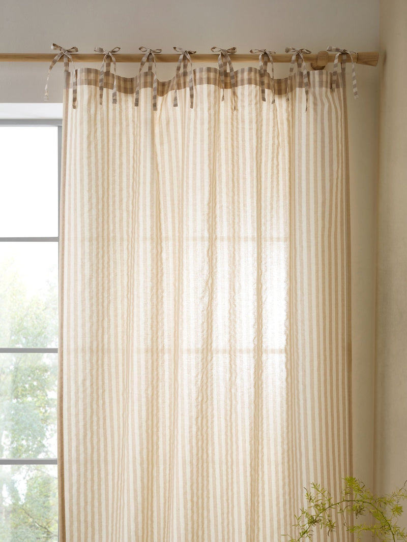 Pineapple Elephant Natural Zanzibar Yarn Dyed Stripe Voile Curtains Panel
