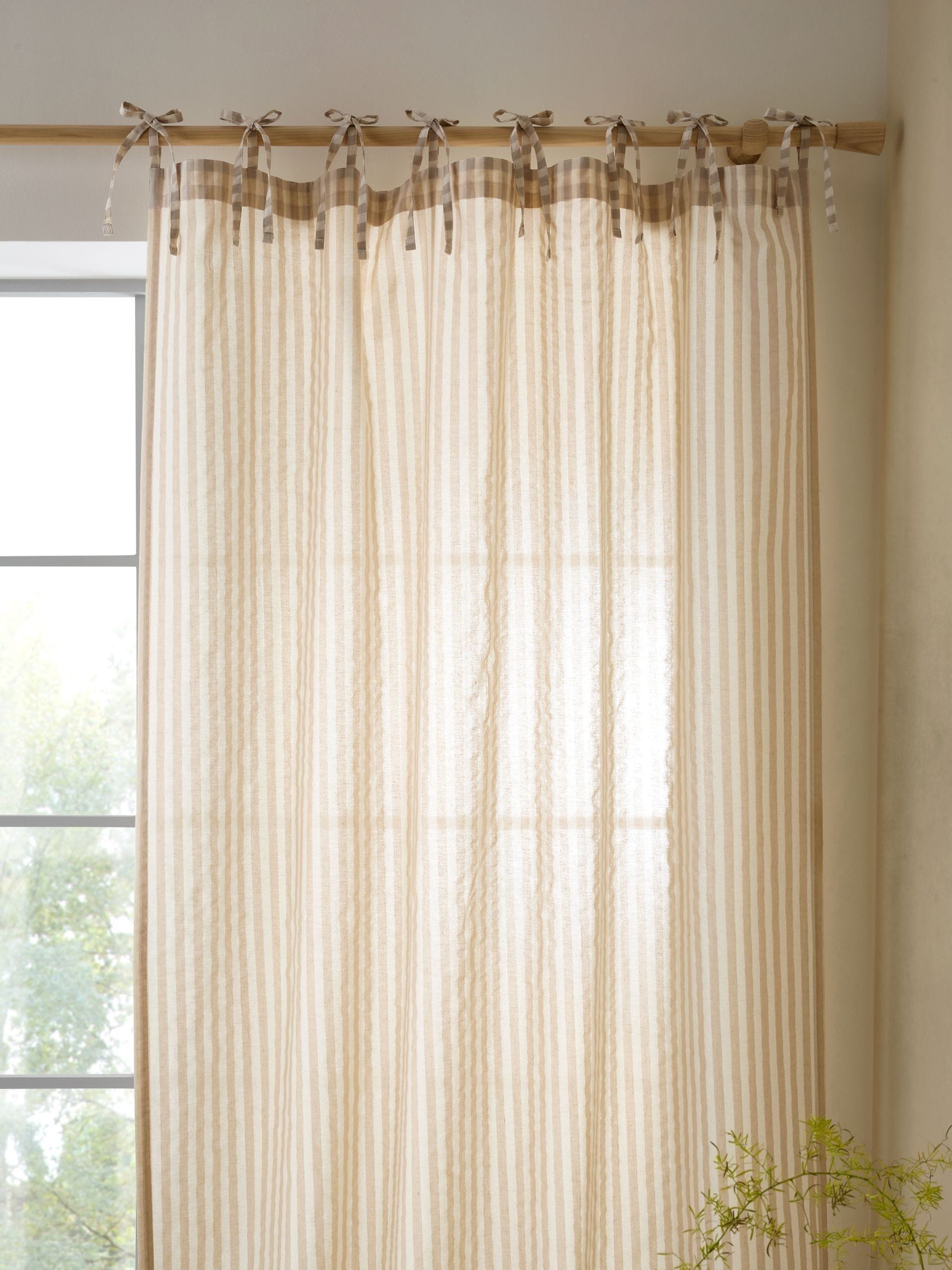 Pineapple Elephant Natural Zanzibar Yarn Dyed Stripe Voile Curtains Panel