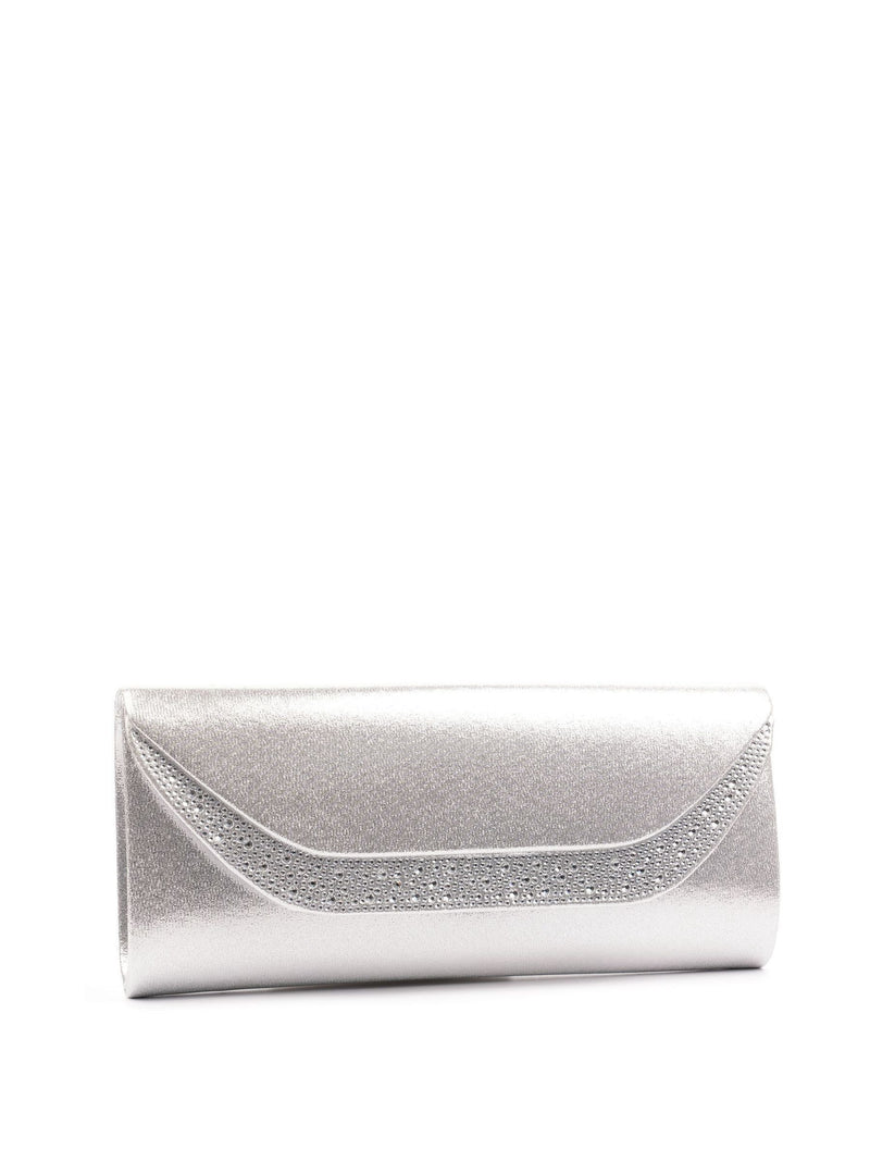 Lunar Silver Nancy Clutch with Detachable Strap