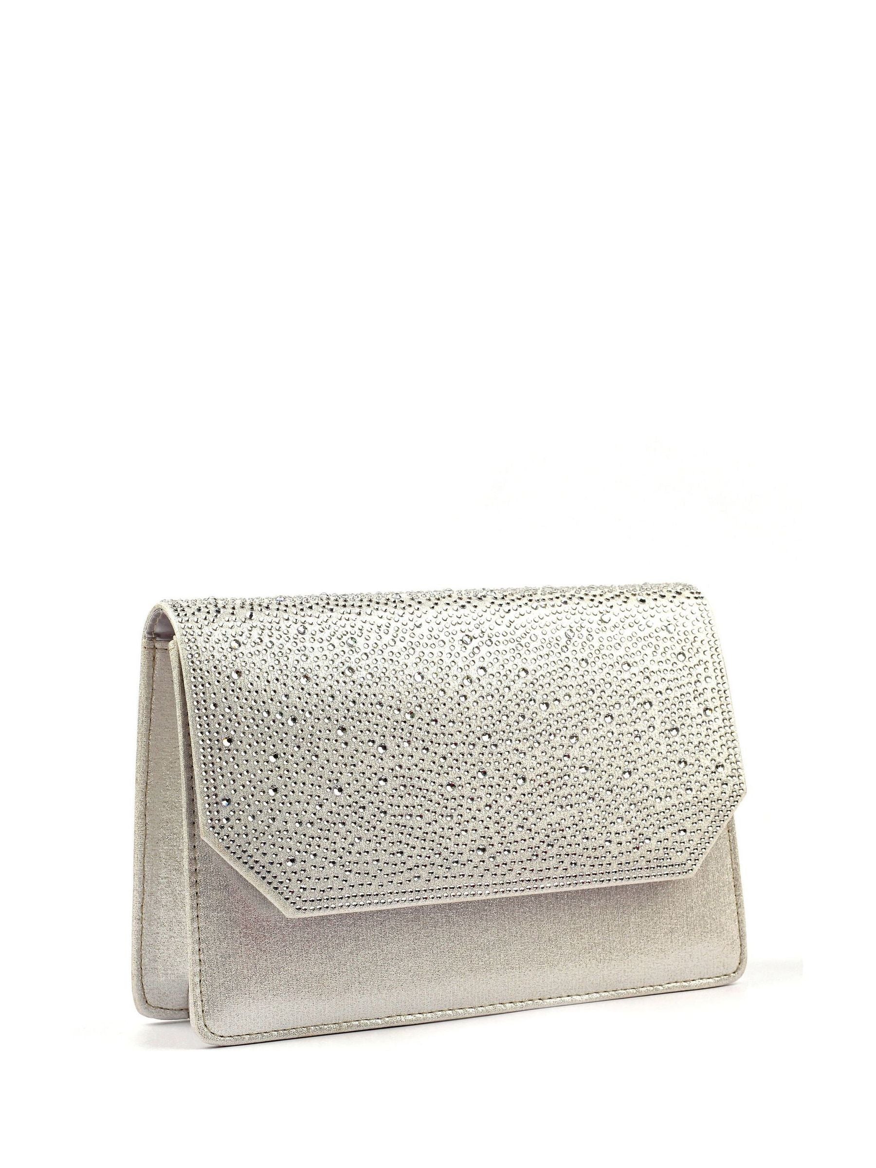 Rihanna lunar silver clutch bag with detachable strap, UK version