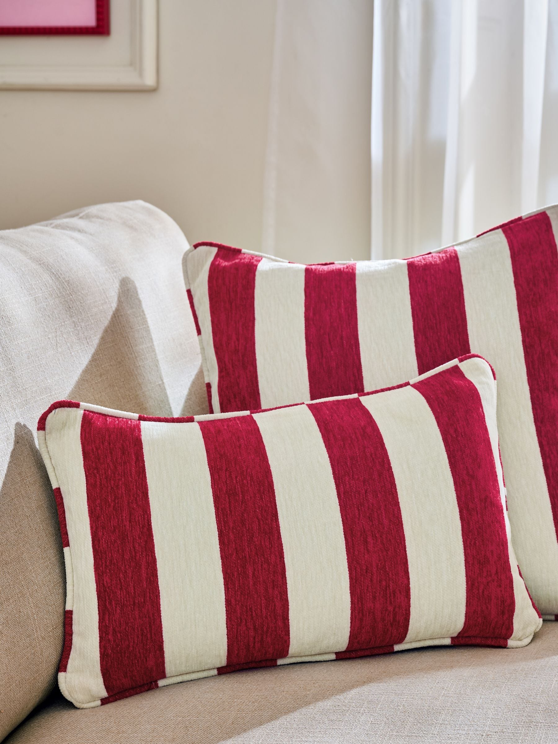 Chenille Stripe Cushion Sage Green 50 x 50cm