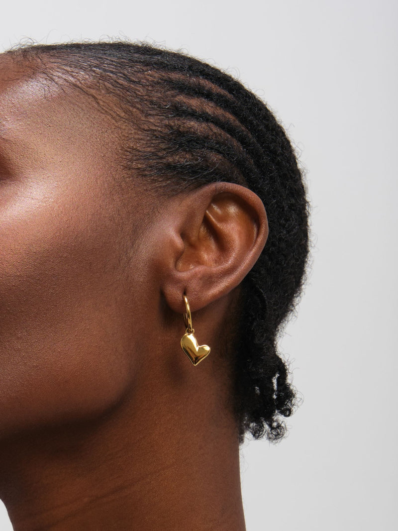 Jon Richard gold tone heart charm hoop earrings (British brand)