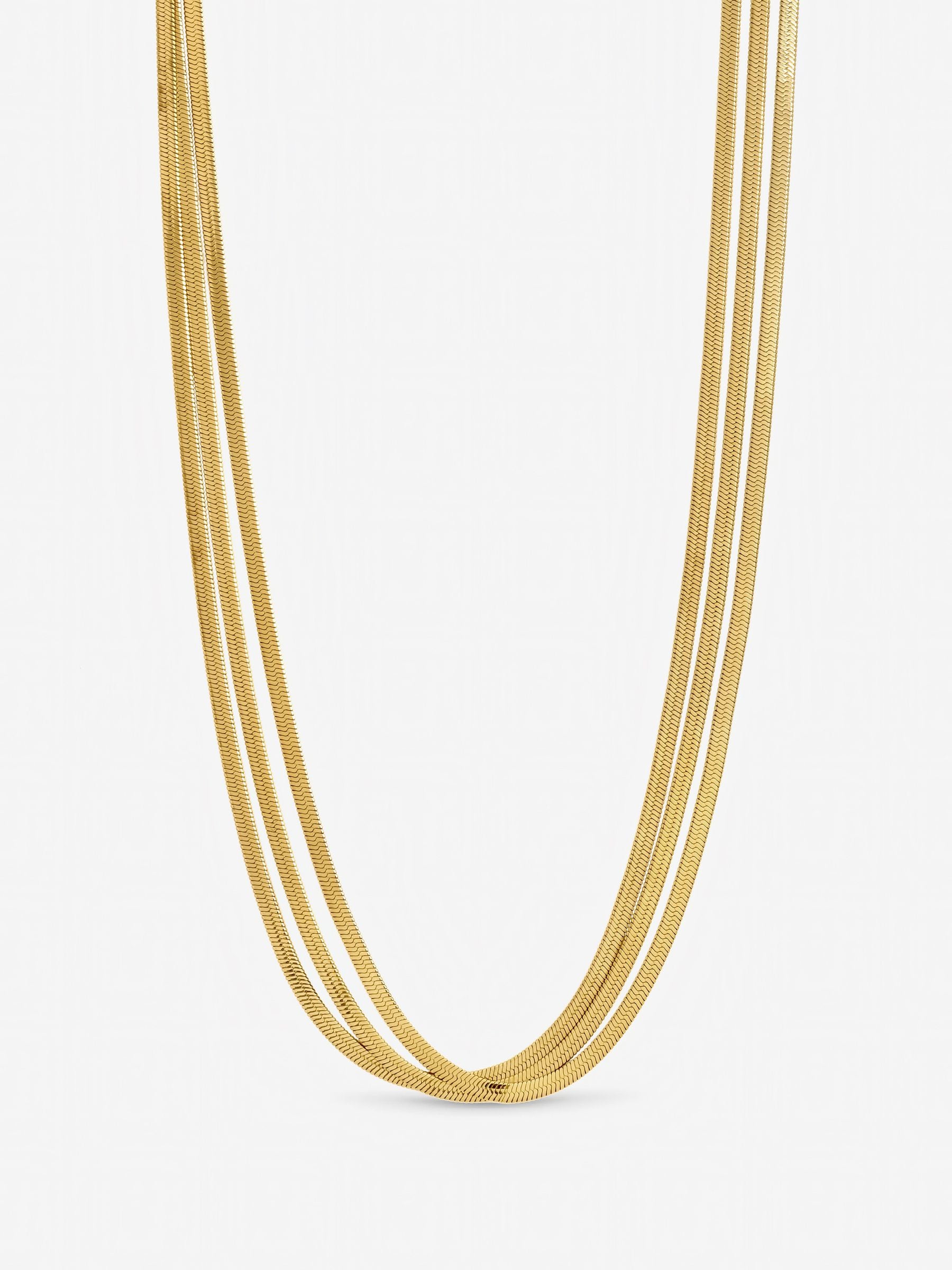 Jon Richard gold tone waterproof multirow snake chain necklace 16 inch (British brand)