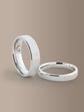 Silver tone stainless steel etched ring pack (British brand)