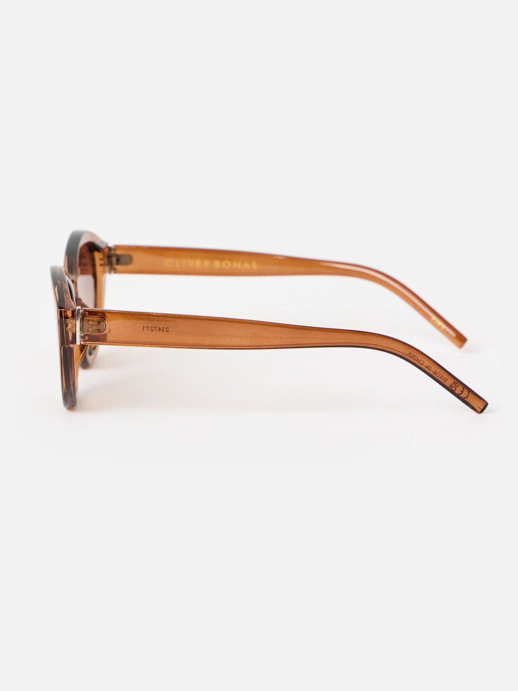 Oliver Bonas brown mocha crystal angled oval sunglasses (British brand)