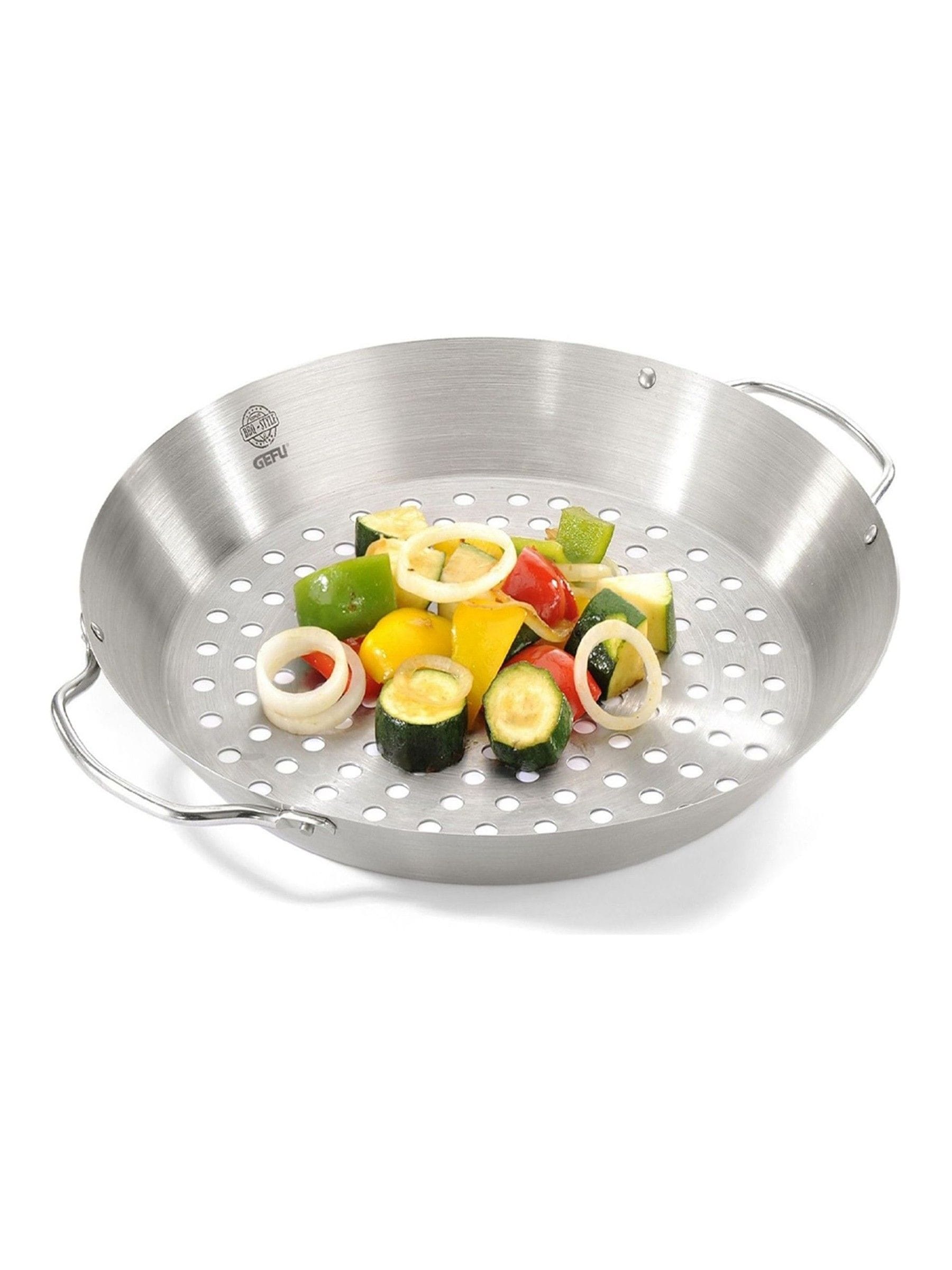 GEFU Silver chicken roaster and vegetable wok BBQ, UK version