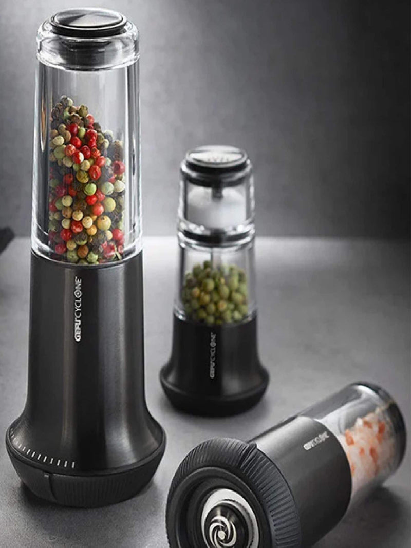 GEFU X-Plosion pepper mill and salt shaker black or silver (British brand)