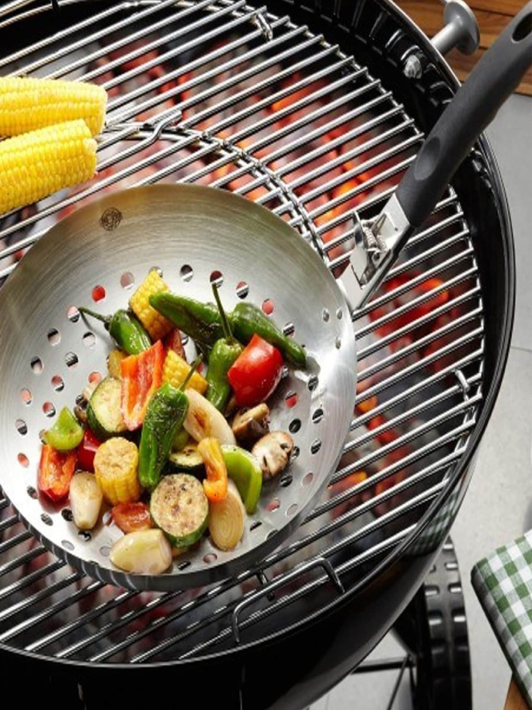 GEFU vegetable wok for BBQ in stainless steel (British brand)