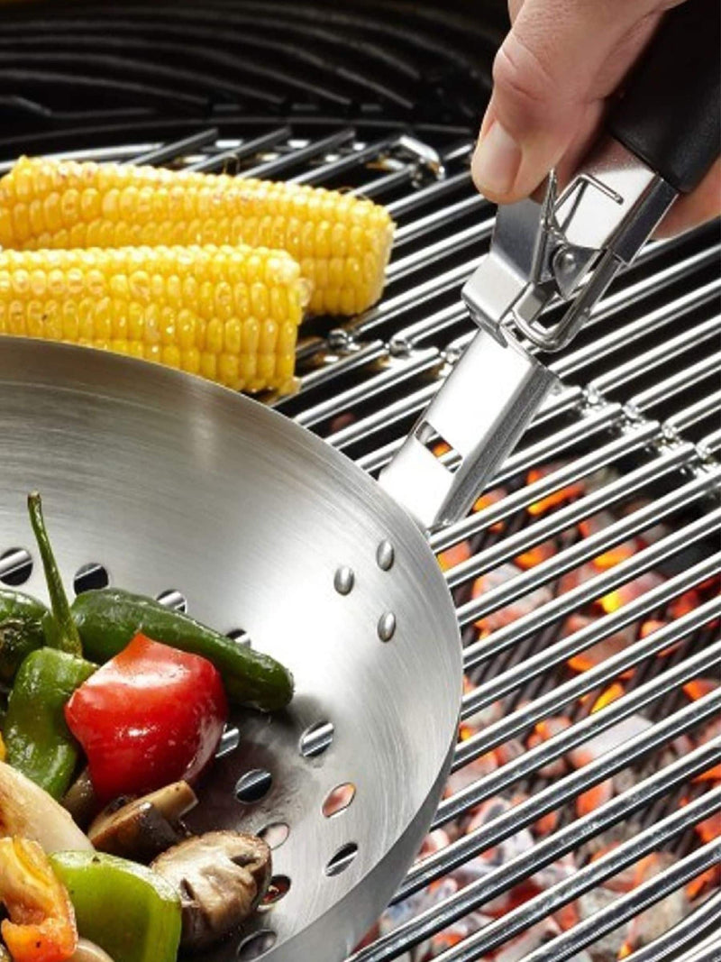 GEFU vegetable wok for BBQ in stainless steel (British brand)