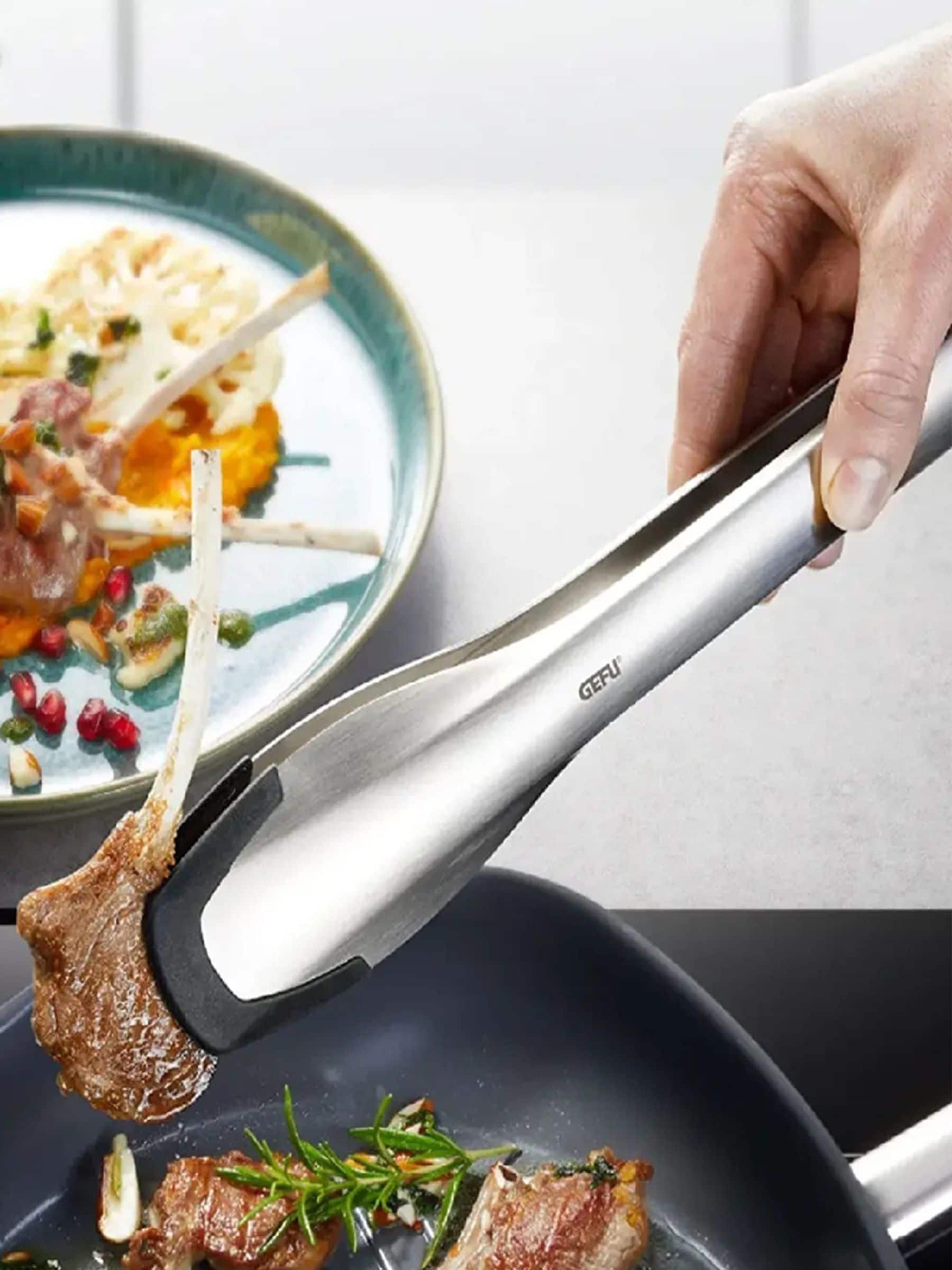 GEFU Capto kitchen tongs with silicone tips, imported from the UK