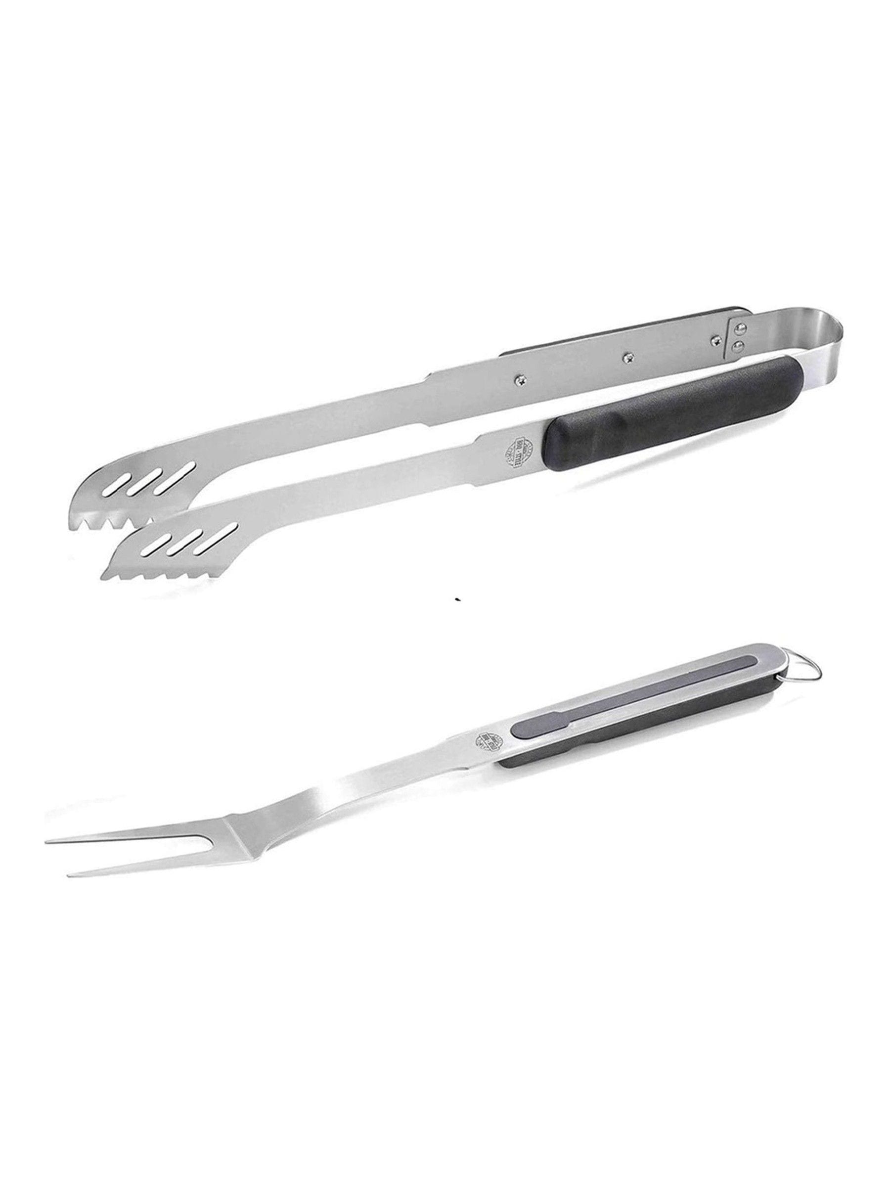 Gefu stainless steel BBQ tongs and fork set silver - British product