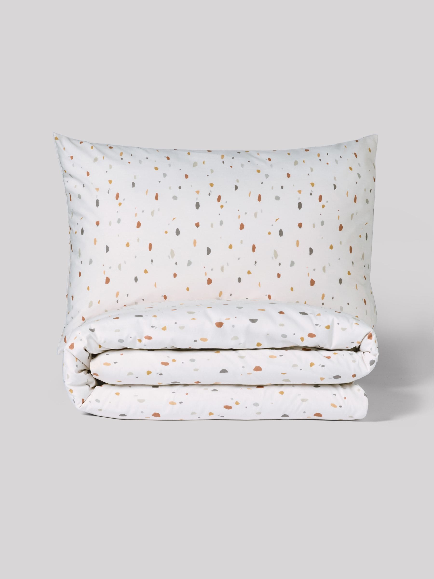 Teal Blue Terrazzo duvet cover and pillowcases set (British brand)