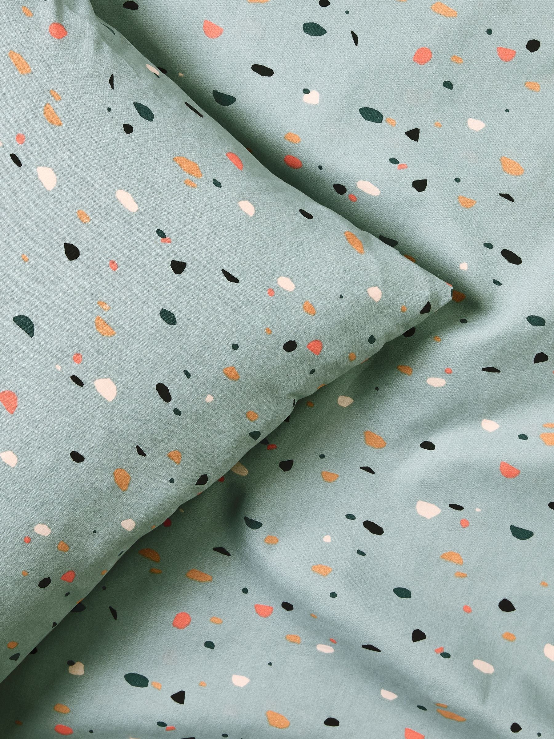 2 Pack Teal Blue Terrazzo Duvet Cover and Pillowcases Set