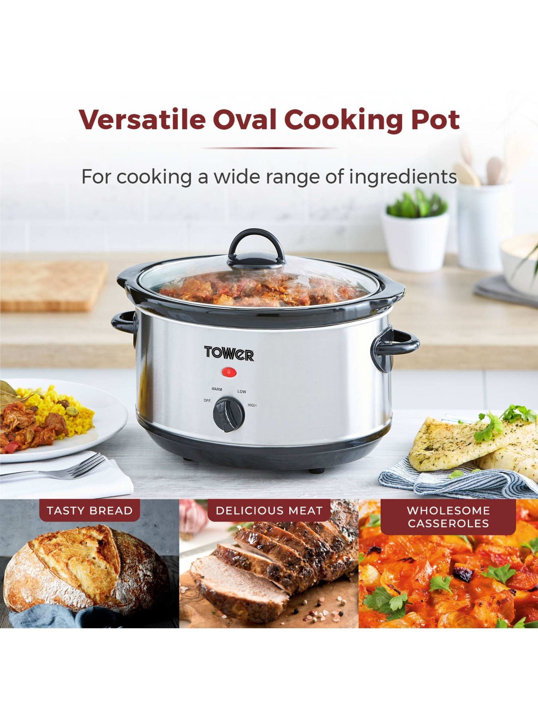 Tower 3.5L stainless steel slow cooker - British product