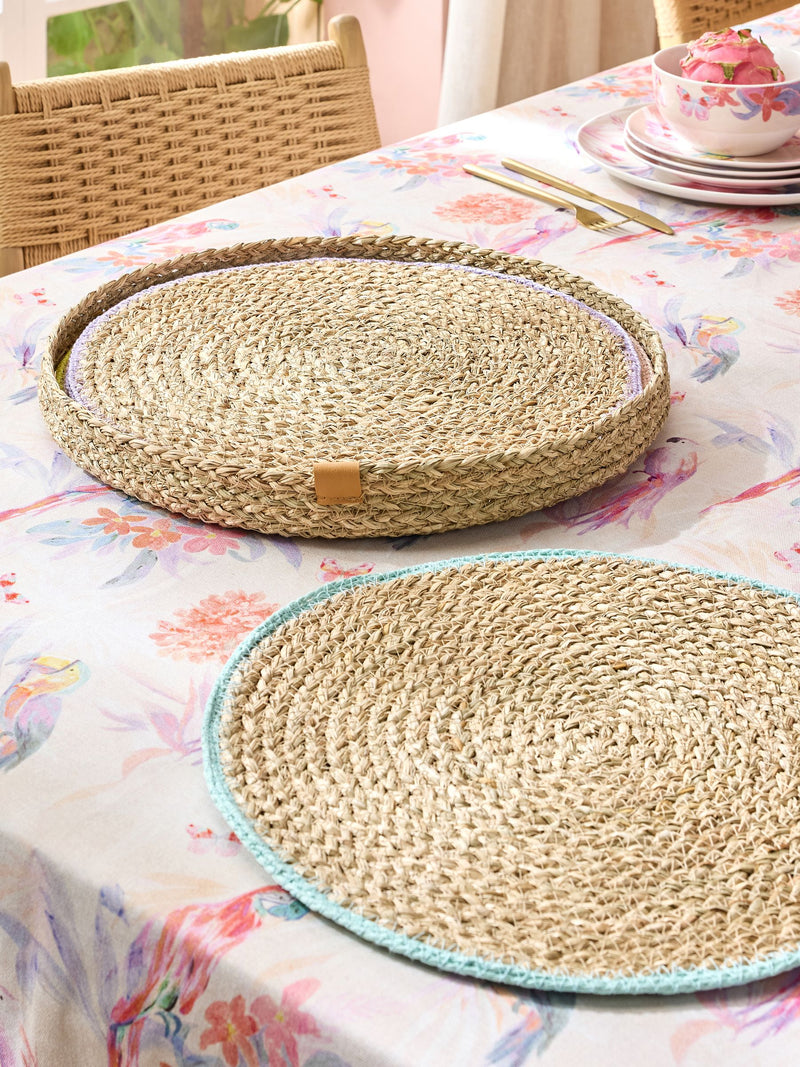 Natural seagrass placemats set with holder (British brand)