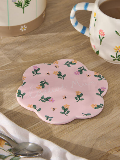 Next Pink Flower Mother's Day Coaster 12.5cm- Buy online at McGrocer