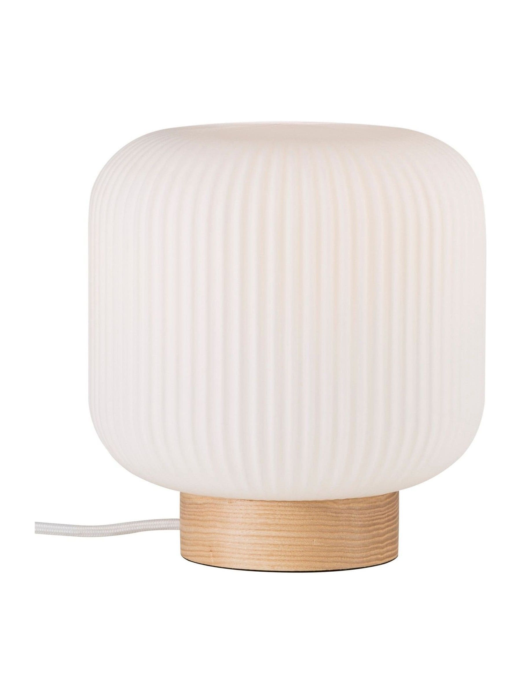 Nordlux Milford table lamp wood base opal glass, imported from the UK
