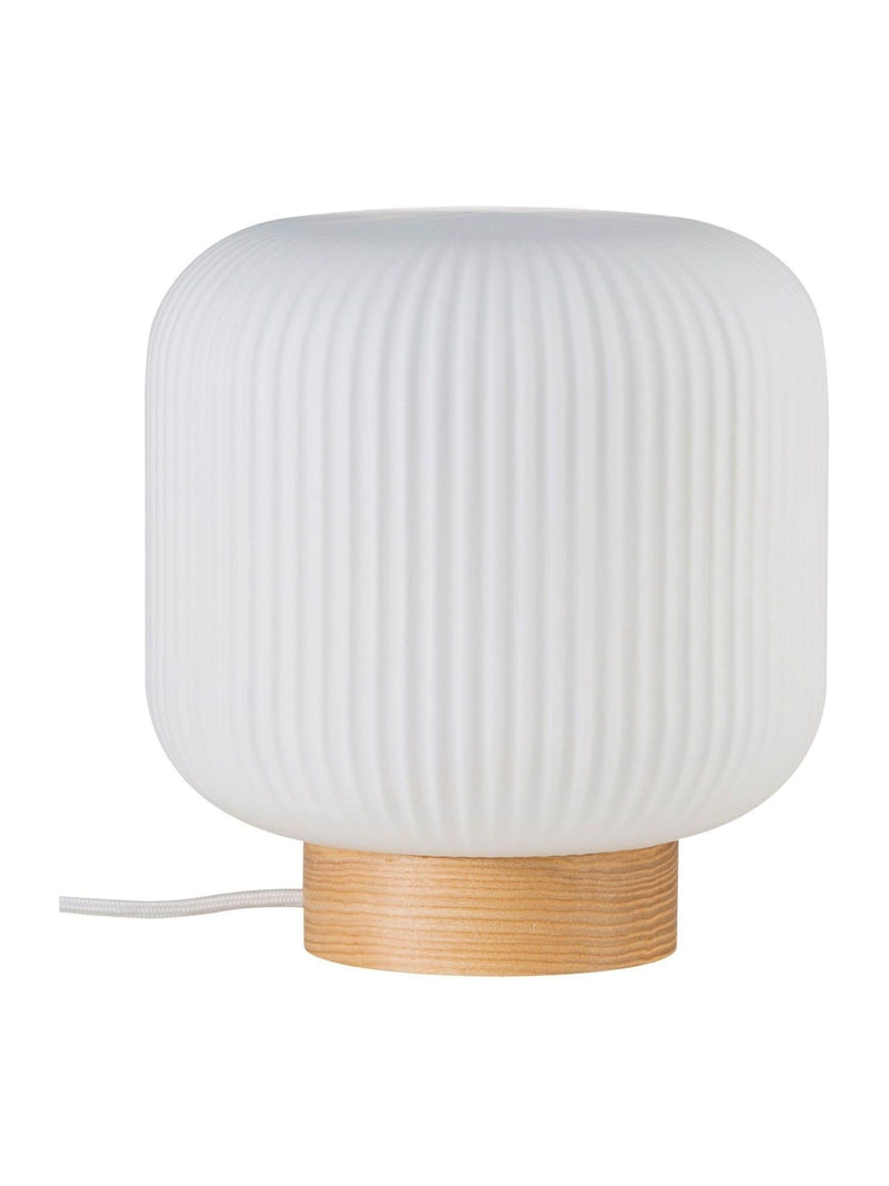 Nordlux Milford table lamp wood base opal glass, imported from the UK