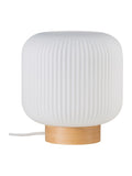 Nordlux Milford table lamp wood base opal glass, imported from the UK