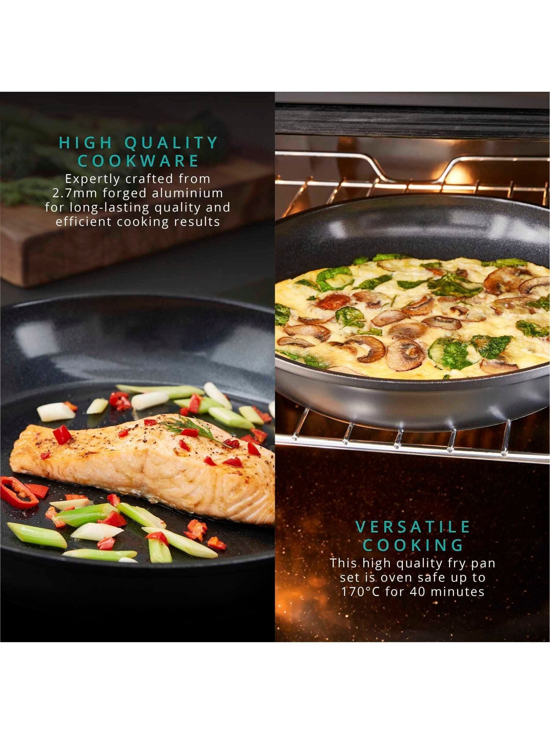 Swan Black Stealth frying pan set 24cm and 28cm (British brand)