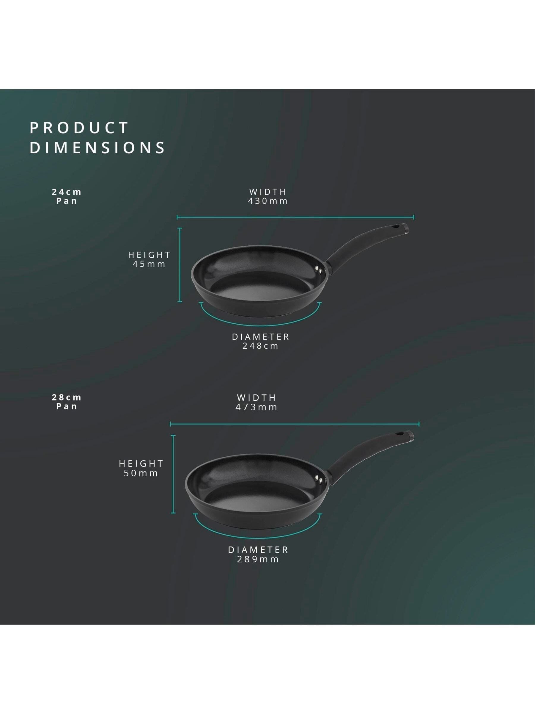 Swan Black Stealth frying pan set 24cm and 28cm (British brand)