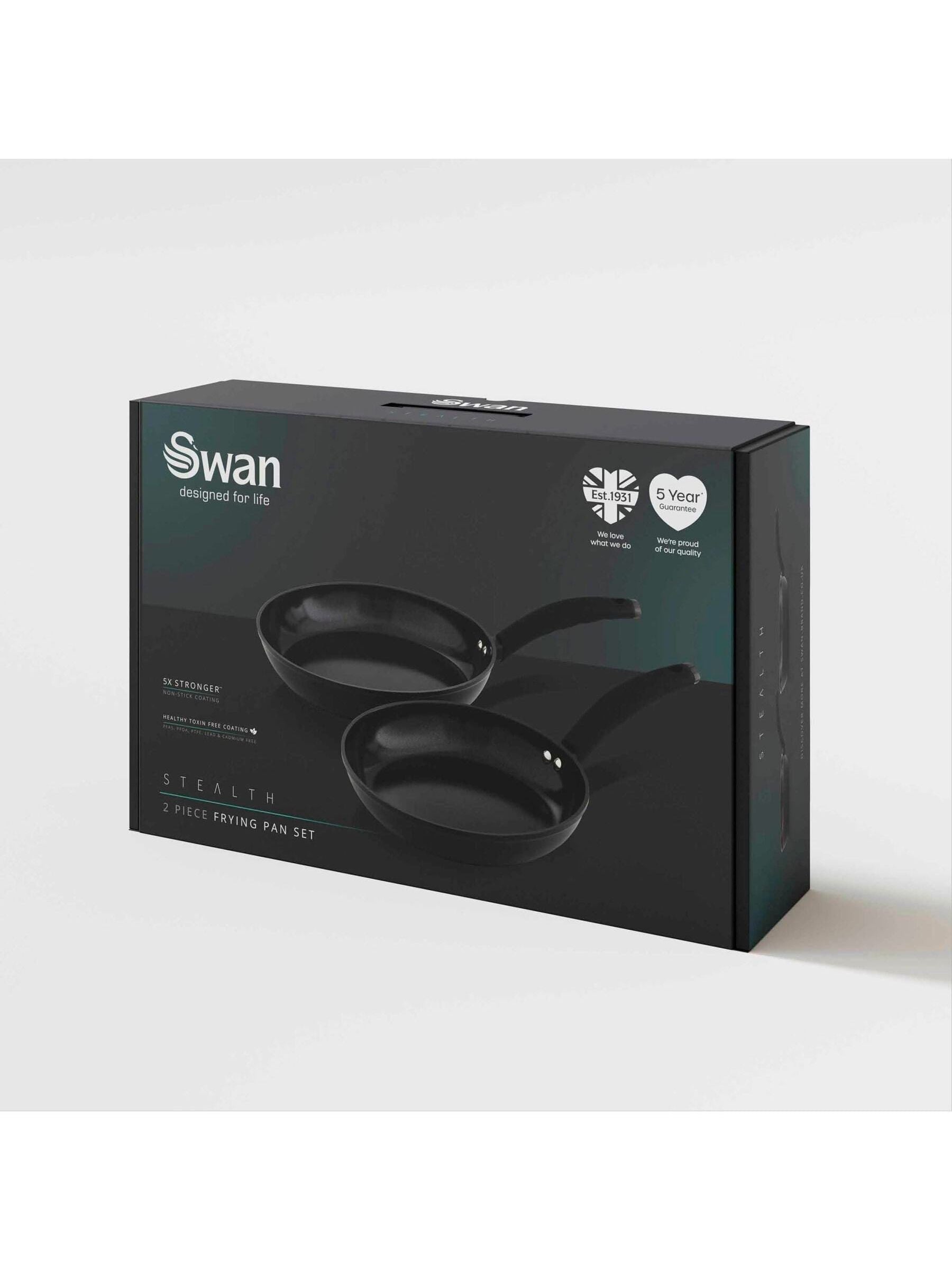 Swan Black Stealth frying pan set 24cm and 28cm (British brand)