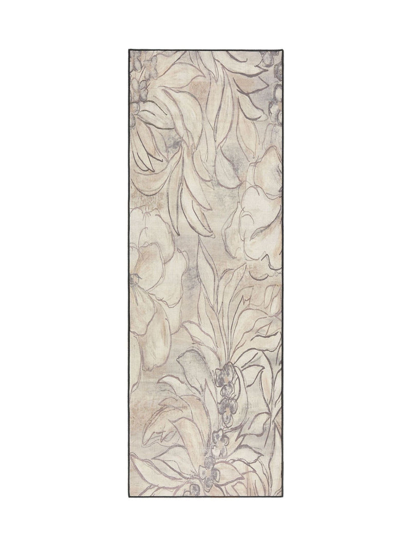 Hug Rug natural grey art floral runner 75x220cm - British product