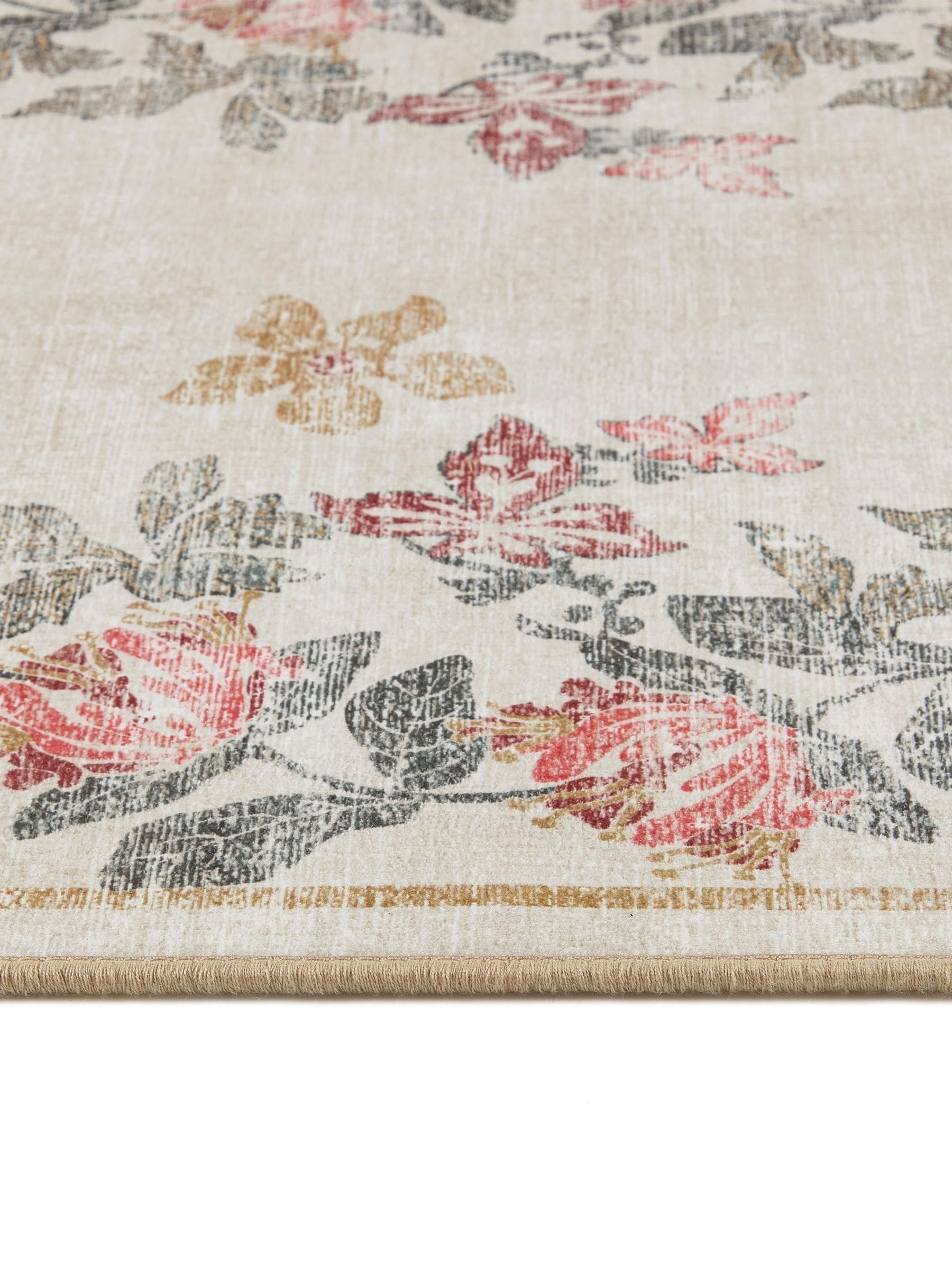 Hug Rug cream floral washable runner rug 75x220 cm - British product