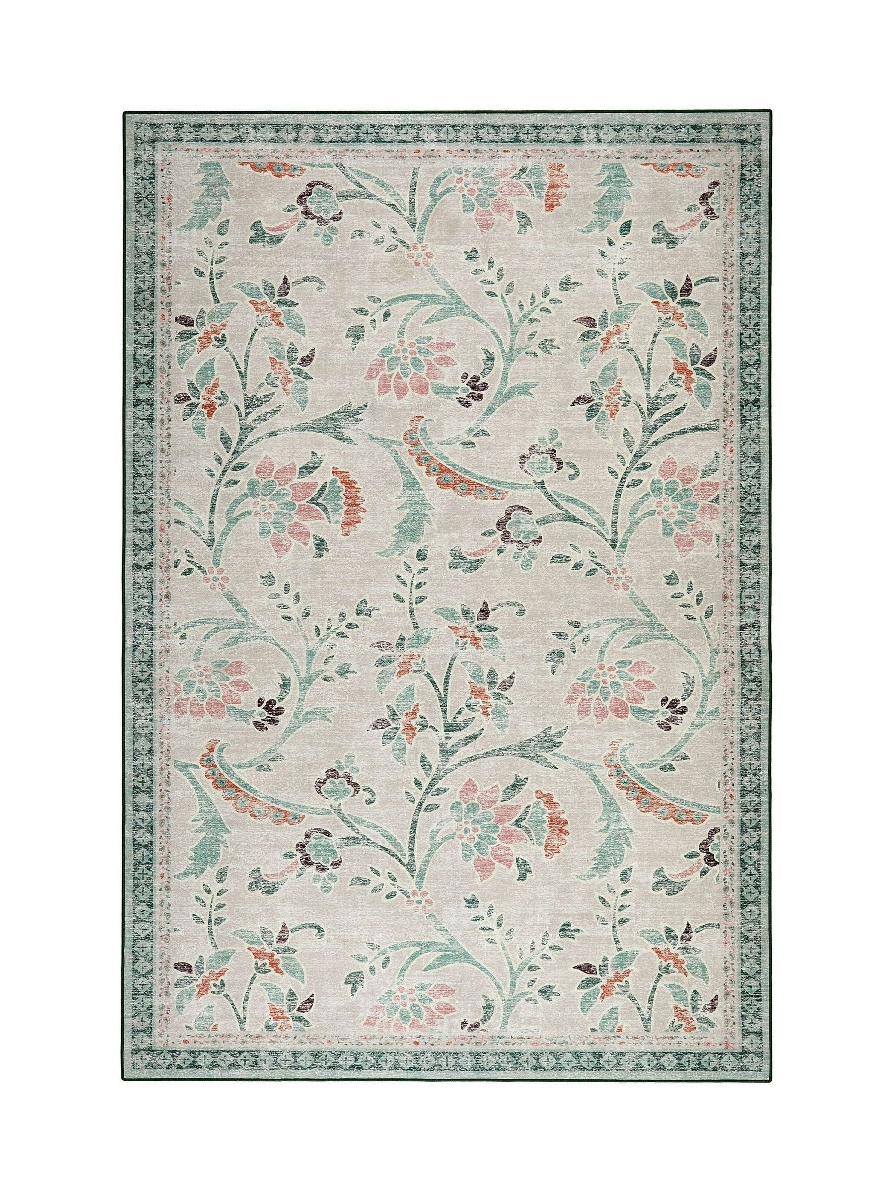 Hug Rug Green Floral washable area rug 160x230, UK version