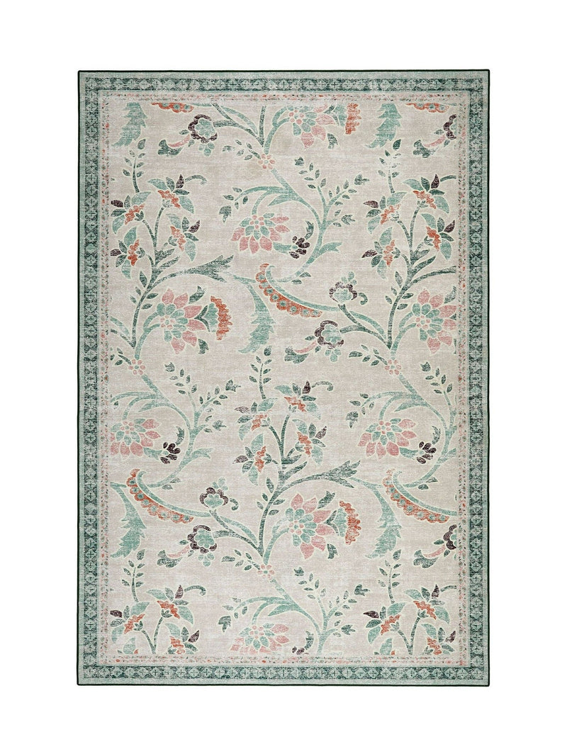 Hug Rug Green Floral washable area rug 160x230, UK version
