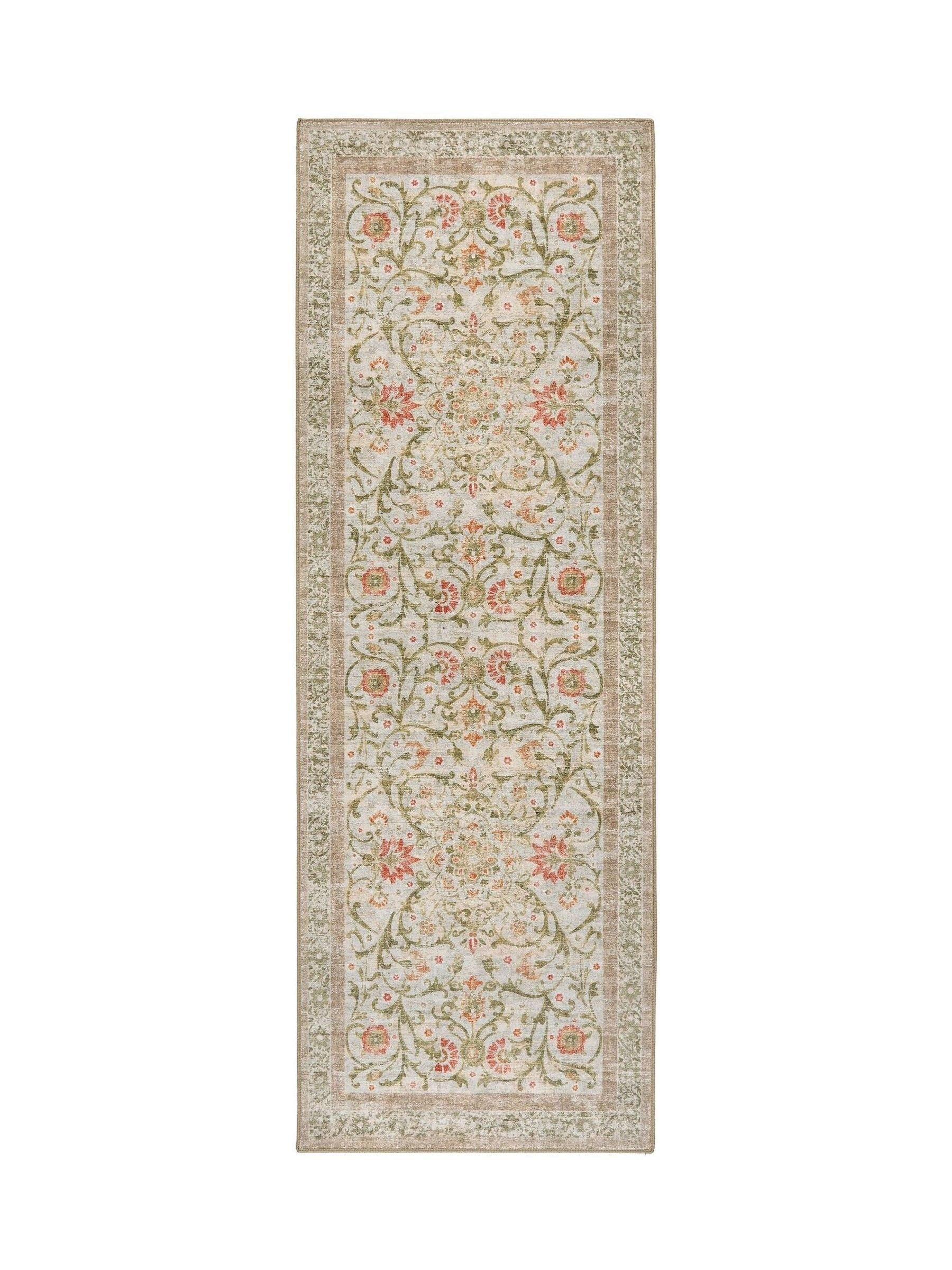 Hug Rug beige green floral runner 75x220cm, UK version