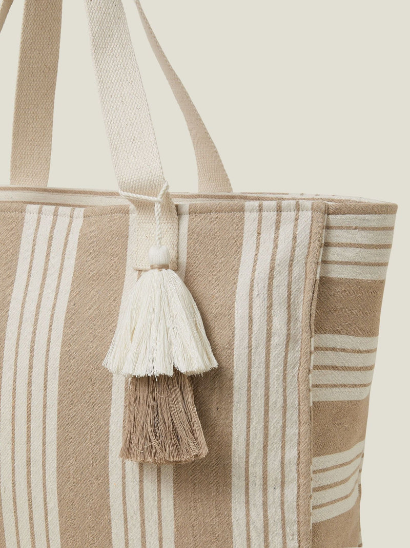 Accessorize natural large stripe beach bag, UK version