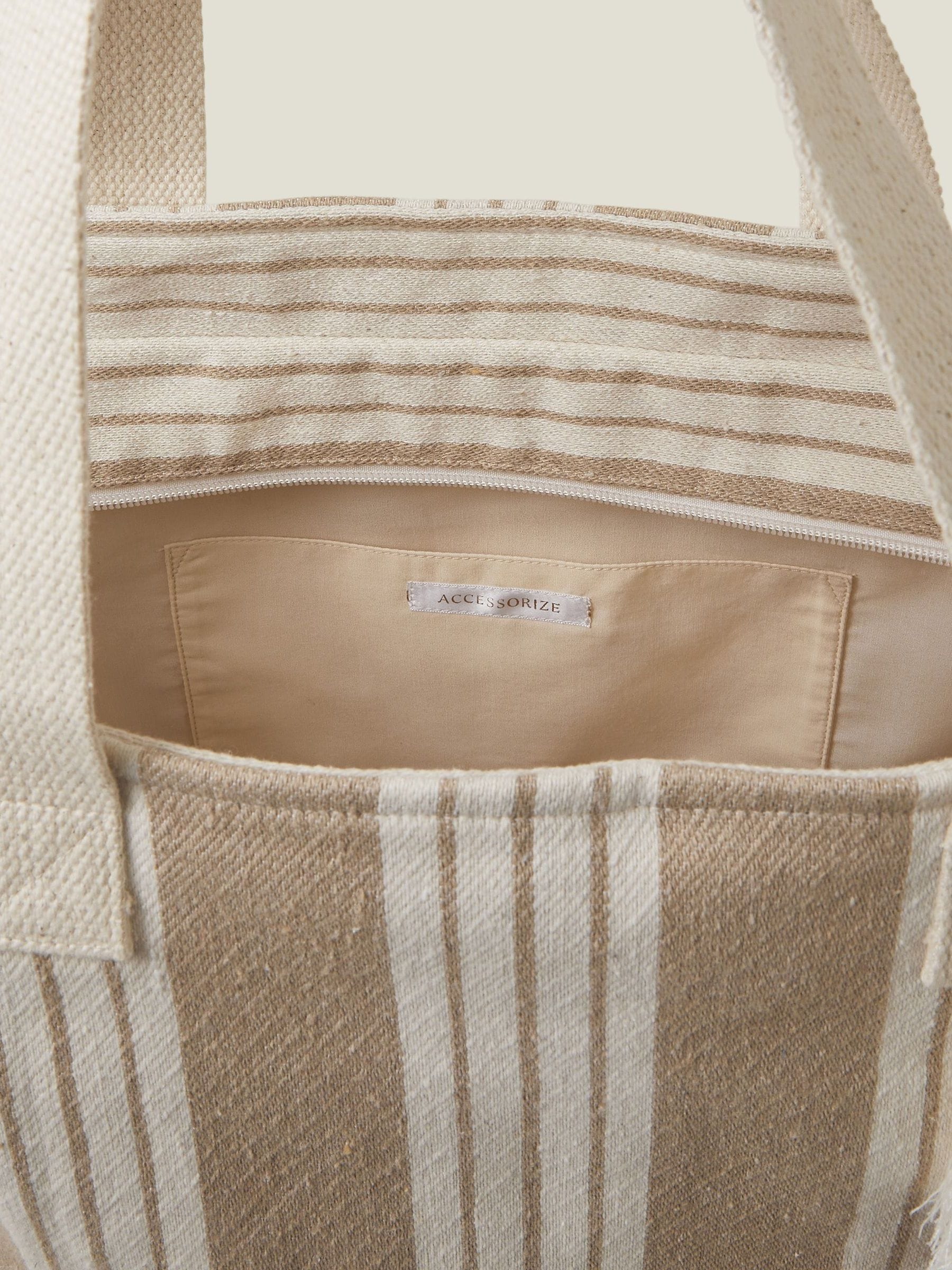 Accessorize natural large stripe beach bag, UK version