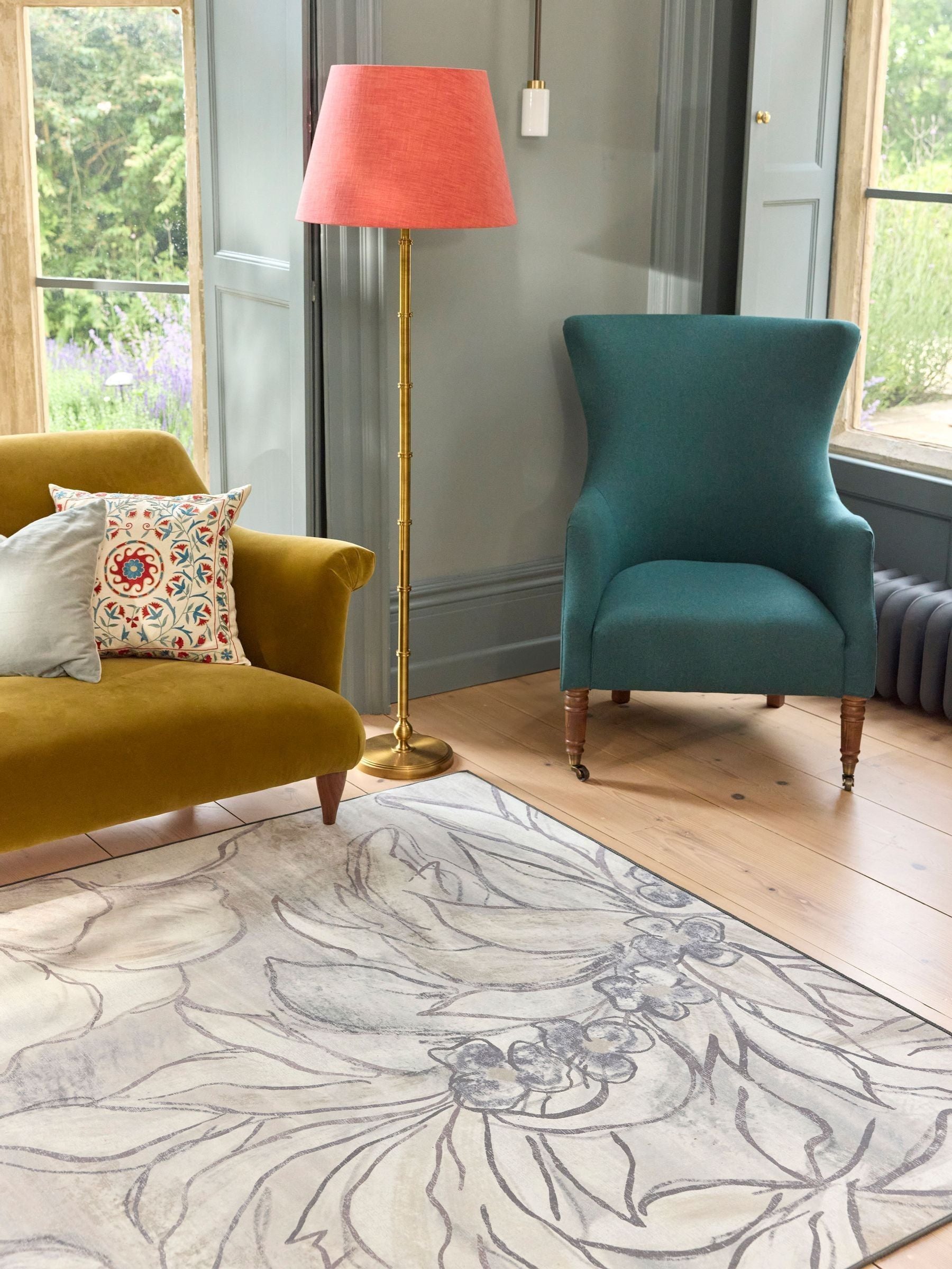 Hug Rug washable art floral print rug - British product