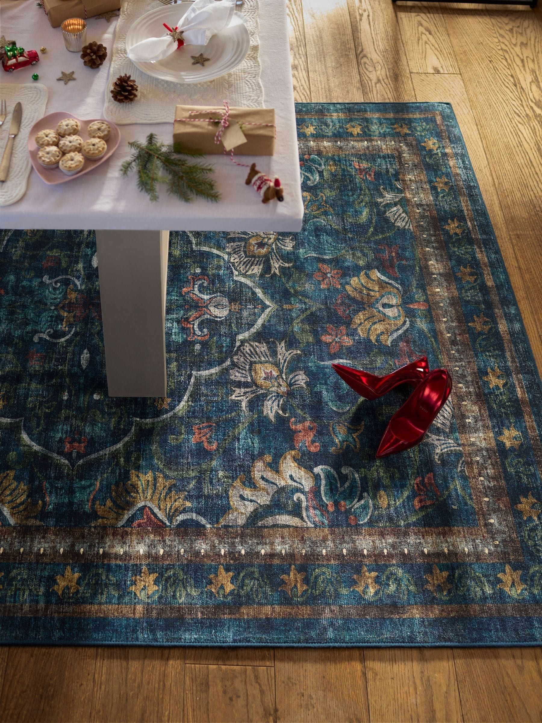 Hug Rug Navy Blue Midnight Paisley rug - British product