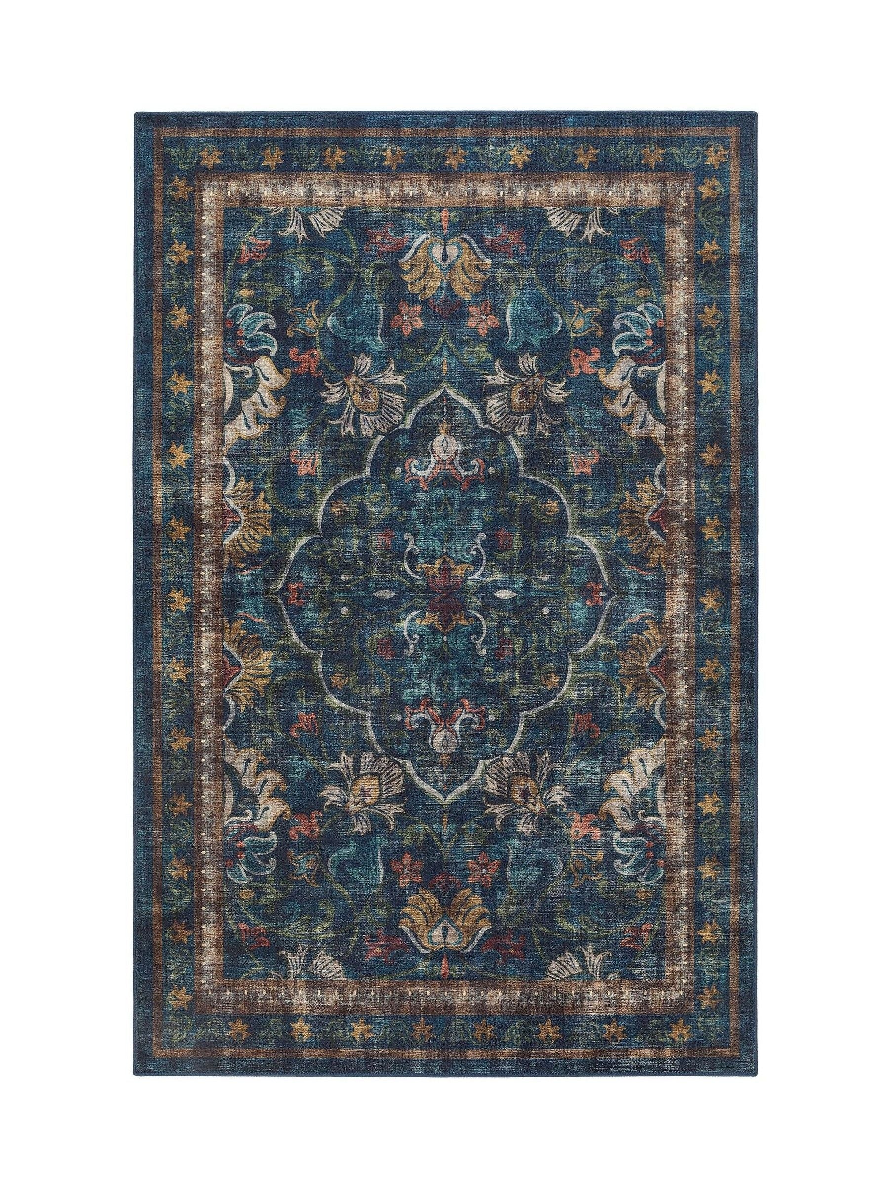 Hug Rug Navy Blue Midnight Paisley rug - British product