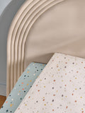 Blue terrazzo fitted sheets 2 pack for baby beds - British product