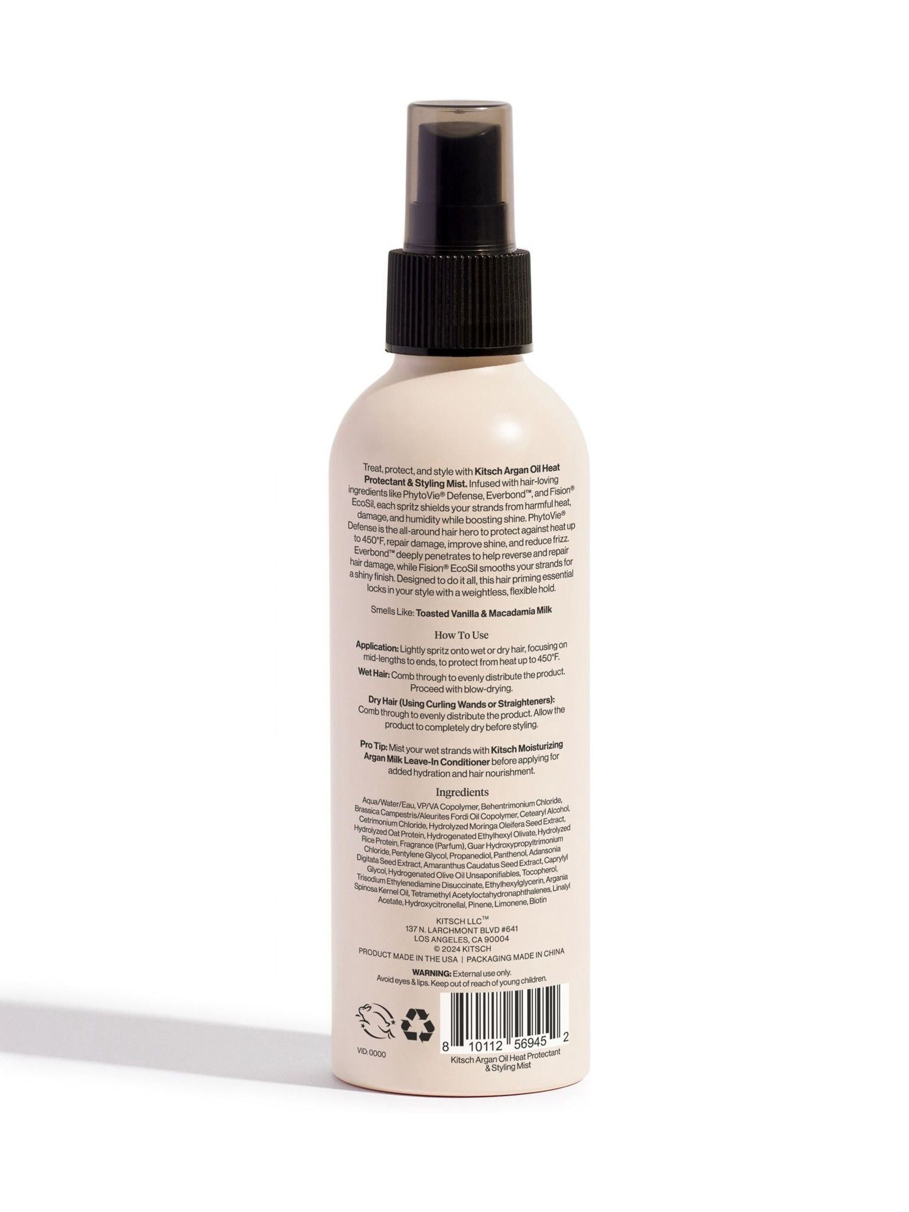 Kitsch argan oil heat protectant styling mist - British product