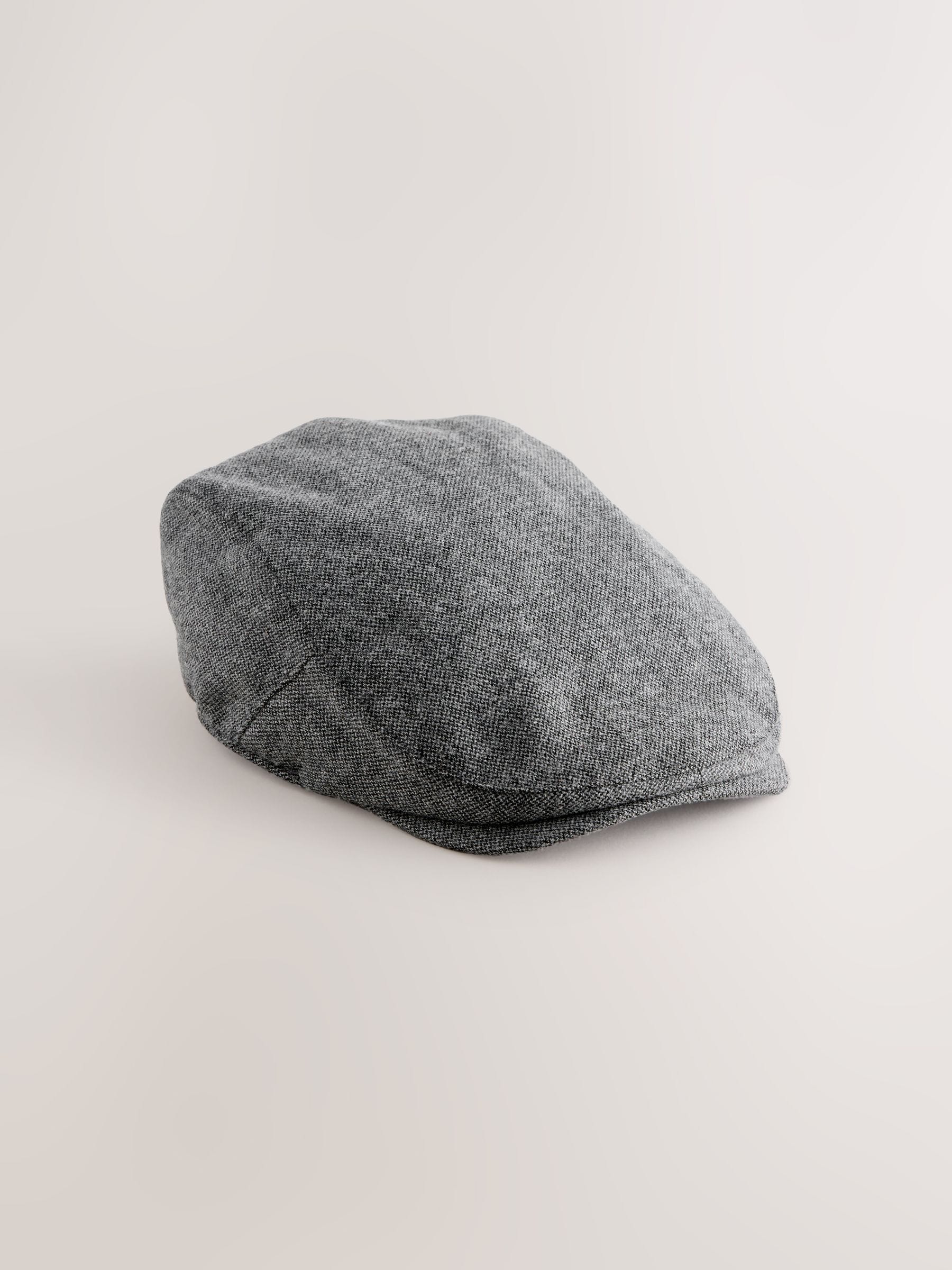 Charcoal herringbone flat cap, UK version