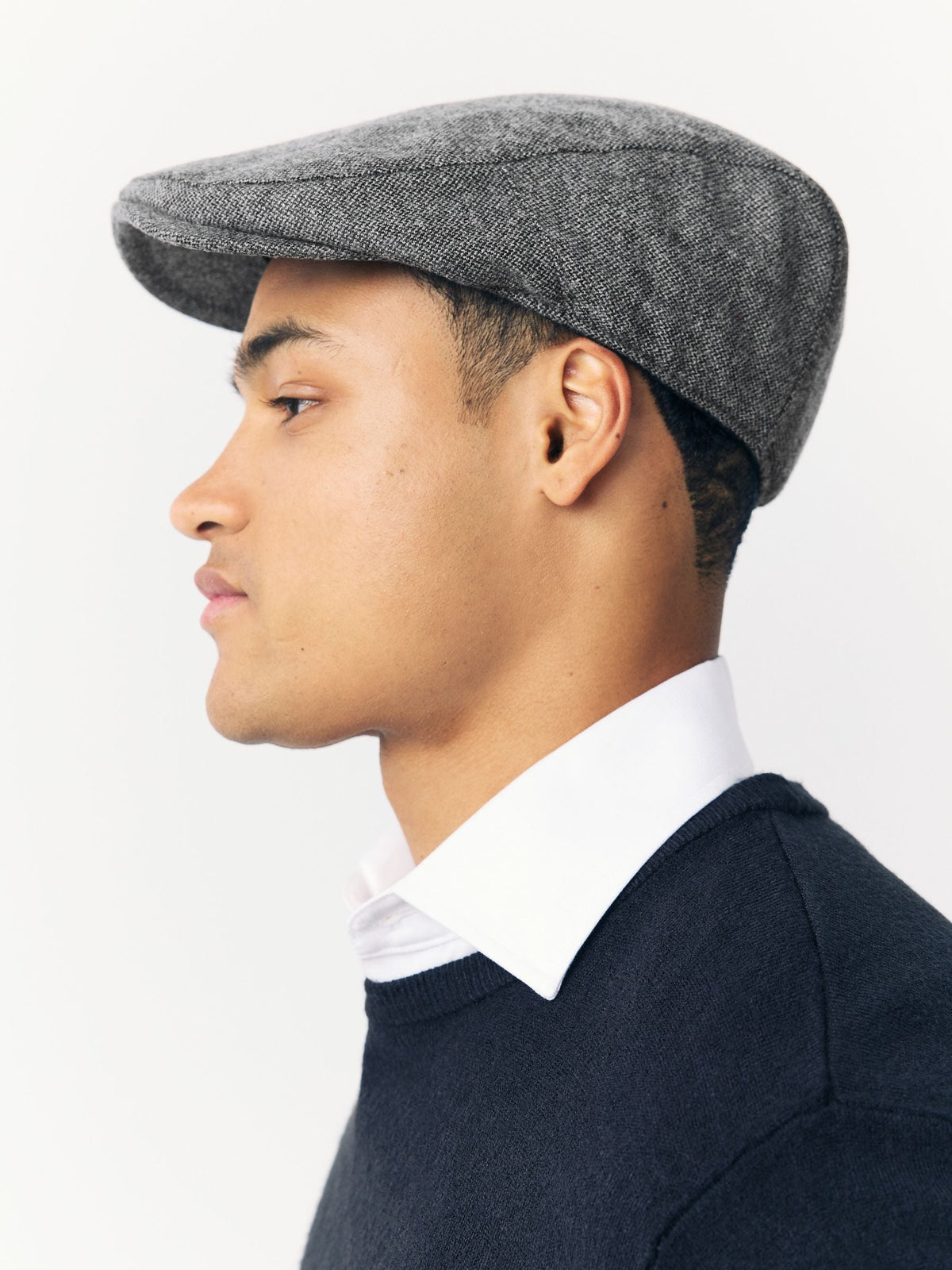 Charcoal herringbone flat cap, UK version