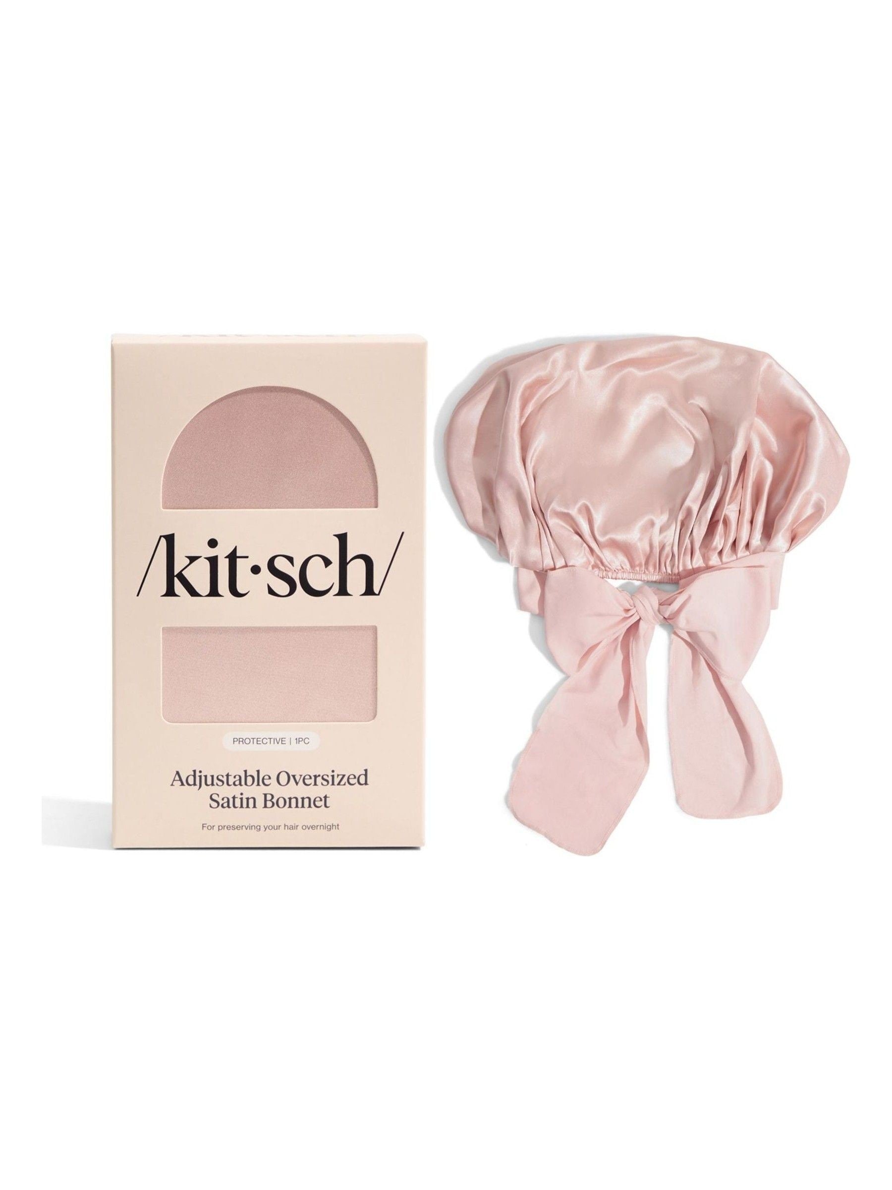 Kitsch satin hair bonnet adjustable oversized blush - British product