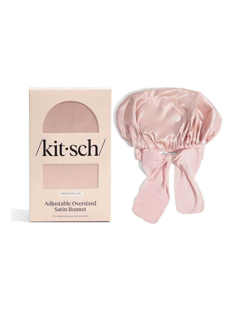 Kitsch satin hair bonnet adjustable oversized blush - British product
