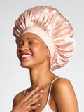 Kitsch satin hair bonnet adjustable oversized blush - British product