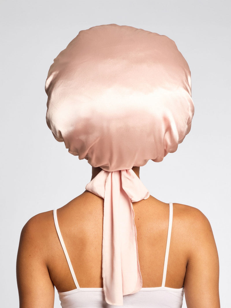 Kitsch satin hair bonnet adjustable oversized blush - British product