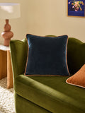 MADE.COM Navy Blue Bailey Cotton Velvet Piped Cushion
