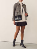 Black leather croc effect cross-body bag, imported from the UK