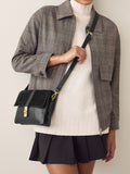 Black leather croc effect cross-body bag, imported from the UK